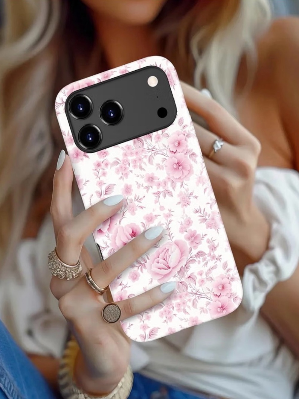 Pink Floral Phone Case - Stylish Protective Cover IP 17 pro/18 pro